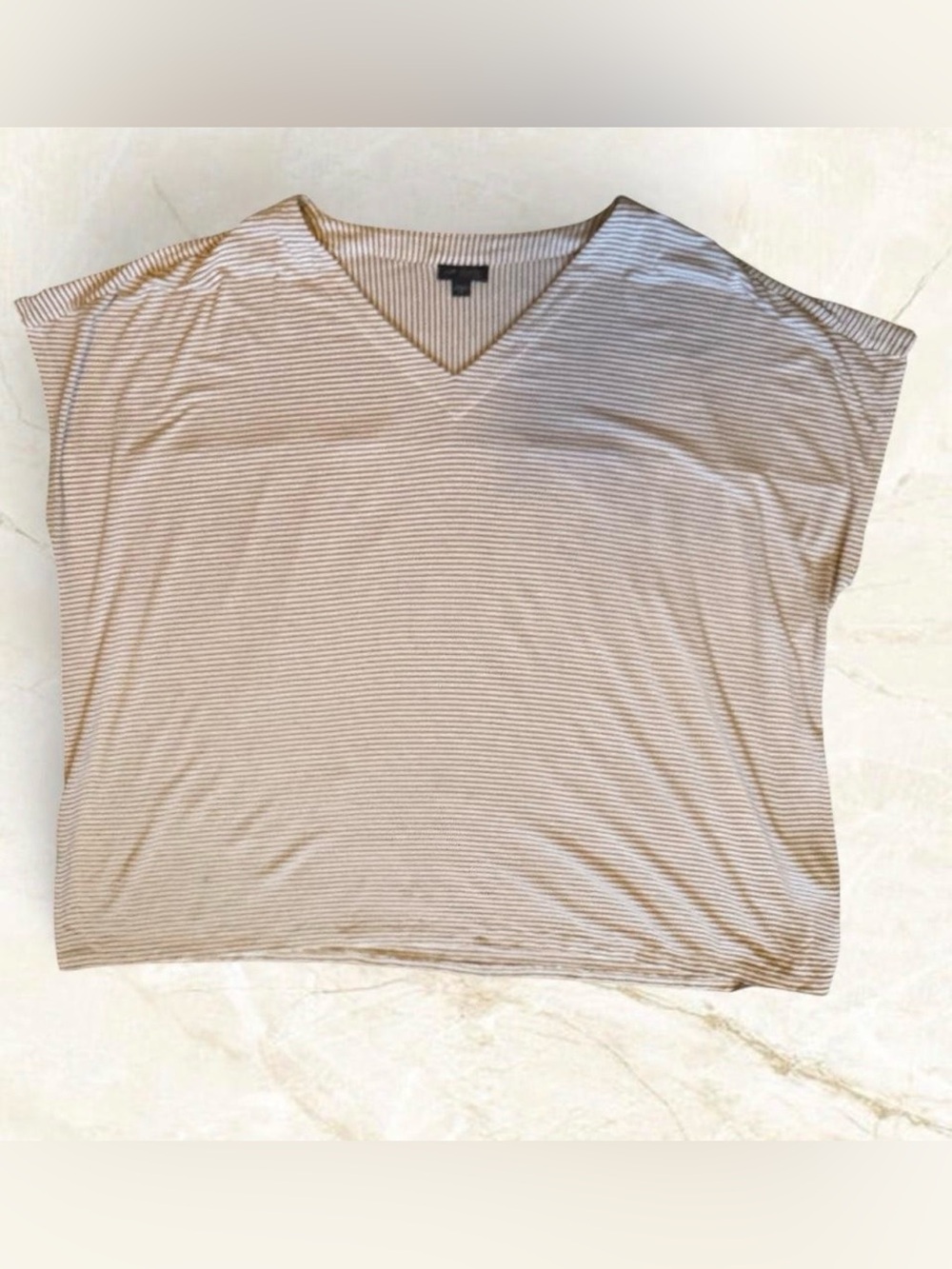 J.Jill White and Beige Lenzig Striped T-Shirt -2XL Minimalist